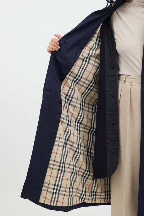 Burberry Navy & Beige Hooded Coat