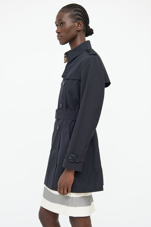 Burberry Black Short Belted Trench Coat