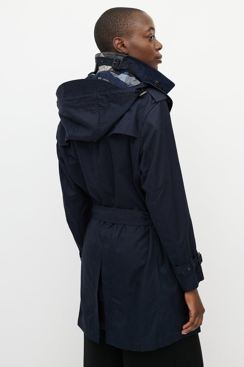 Burberry Navy Double Breasted Trench Coat