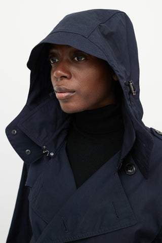 Burberry Navy Double Breasted Trench Coat