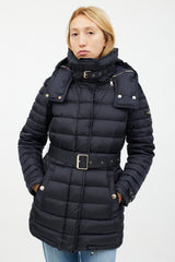 Burberry Navy & Gold Mid Length Puffer Jacket