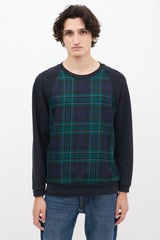 Burberry Navy & Green Nova Check Crewneck