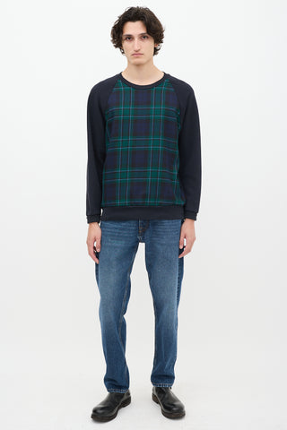 Burberry Navy & Green Nova Check Crewneck