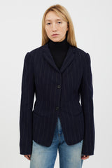Burberry Navy & Grey Striped Blazer