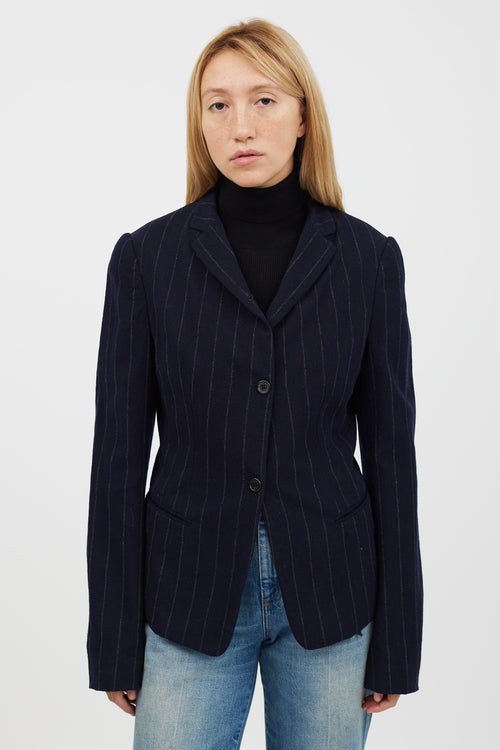 Burberry Navy & Grey Striped Blazer