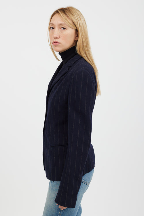 Burberry Navy & Grey Striped Blazer