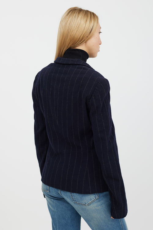 Burberry Navy & Grey Striped Blazer