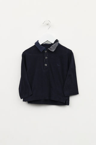 Burberry Kids Navy Long Sleeves Polo Shirt