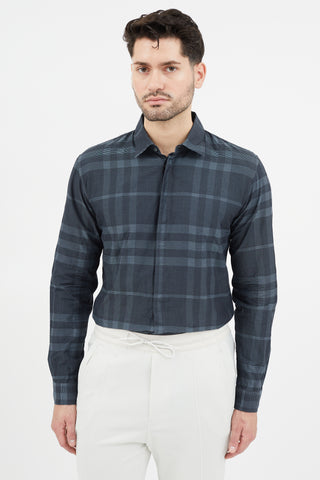 Burberry Navy & Multicolour Plaid Shirt
