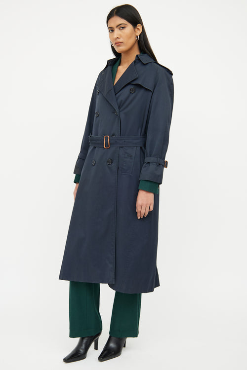 Burberry Navy Long Sleeve Trench Coat