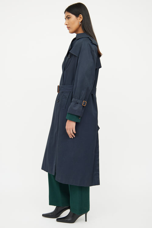 Burberry Navy Long Sleeve Trench Coat