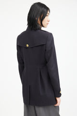 Burberry Navy & Gold Wool Military Coat
