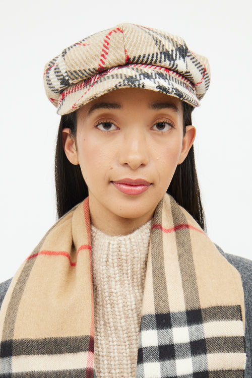 Burberry Beige Nova Check Newspaper Hat