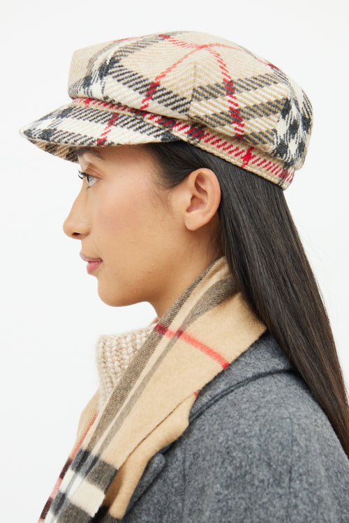 Burberry Beige Nova Check Newspaper Hat