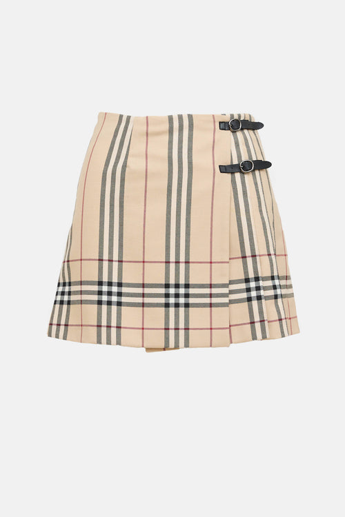 Burberry Buckled Pleated Skirt