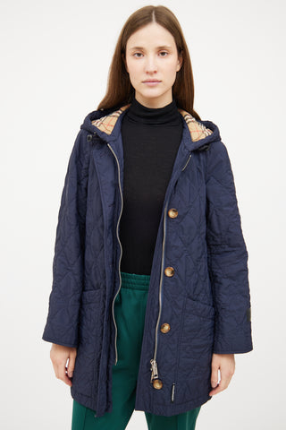 Burberry Navy Quilted Check Jacket