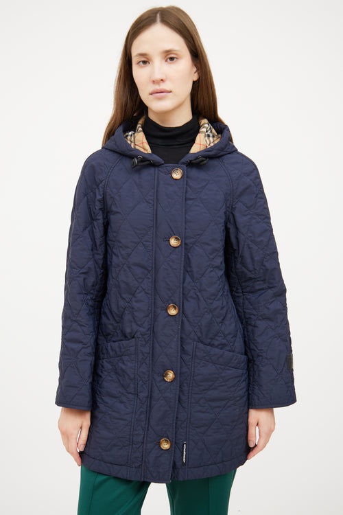 Burberry Navy Quilted Check Jacket