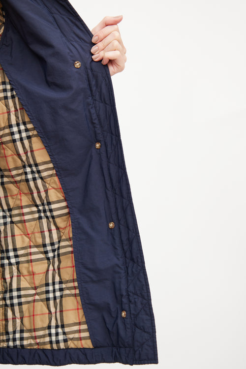 Burberry Navy Quilted Check Jacket