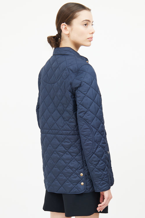 Burberry Navy Quilted Button Coat