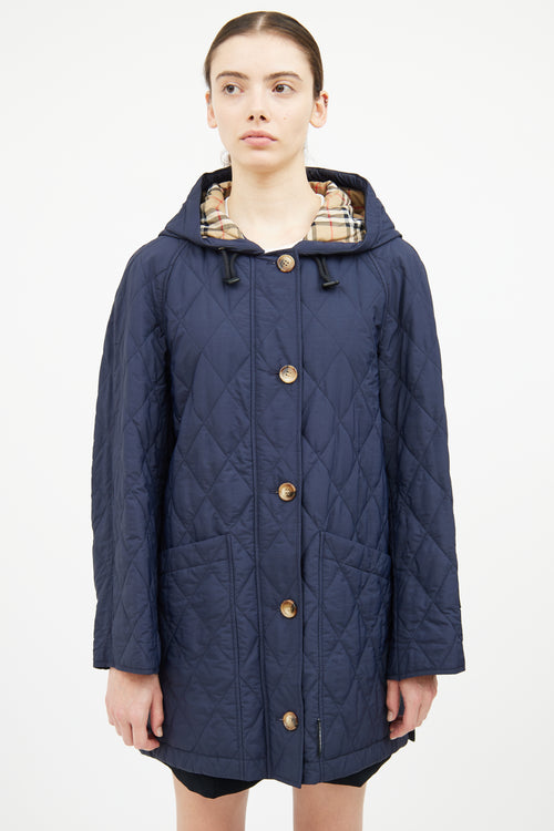 Burberry Navy Quilted Check Jacket