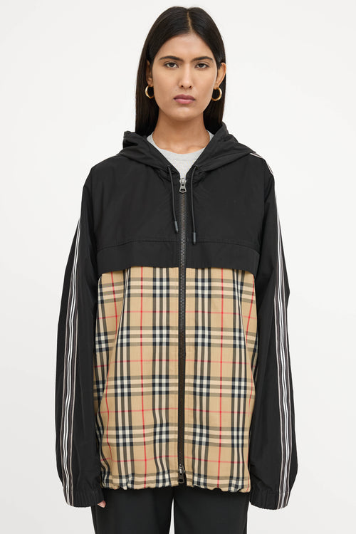 Burberry Nylon Nova Check Hooded Jacket