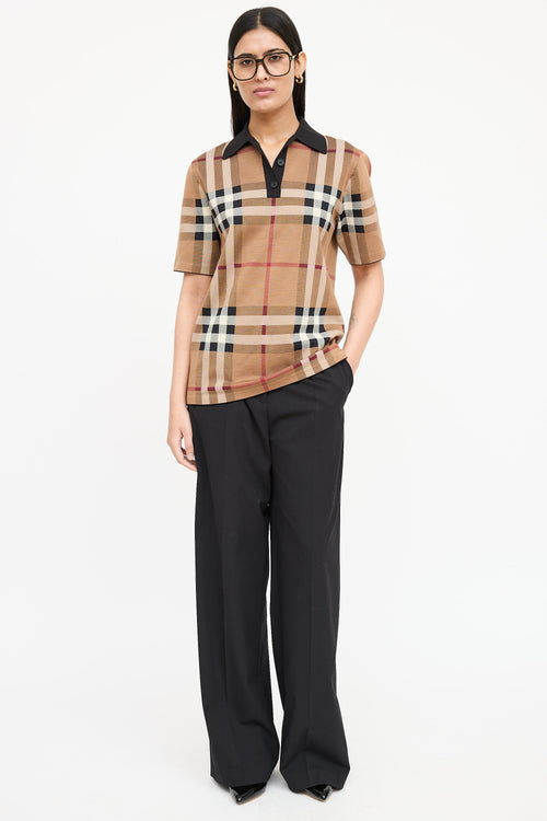 Burberry Silk Kacie Nova Check Woven Polo