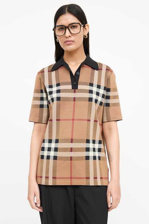 Burberry Silk Kacie Nova Check Woven Polo