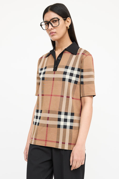 Burberry Silk Kacie Nova Check Woven Polo