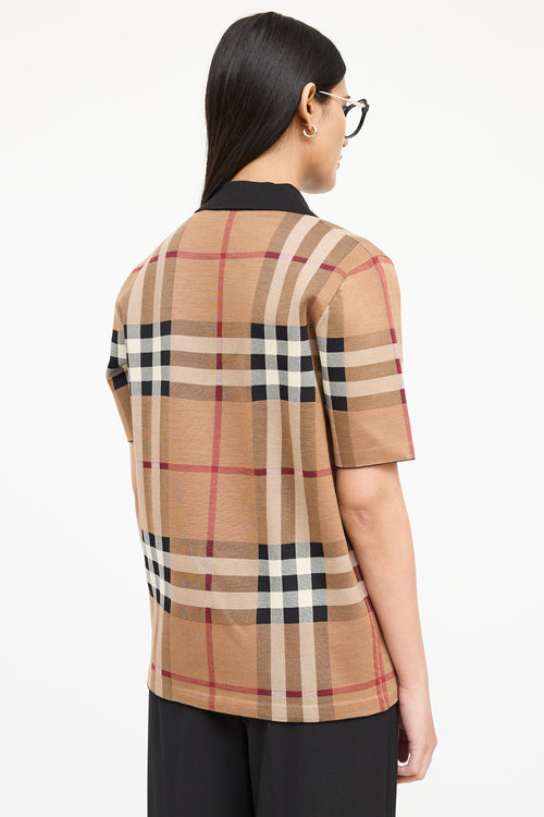 Burberry Silk Kacie Nova Check Woven Polo