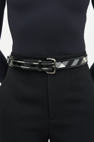 Burberry Patent Leather Check Belt