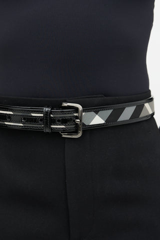 Burberry Patent Leather Check Belt
