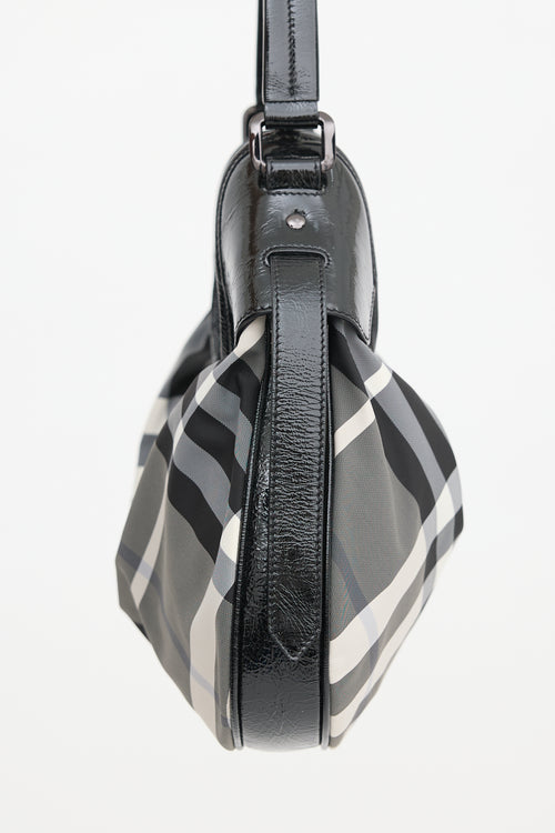Burberry Patent & Check Brooklyn Bag