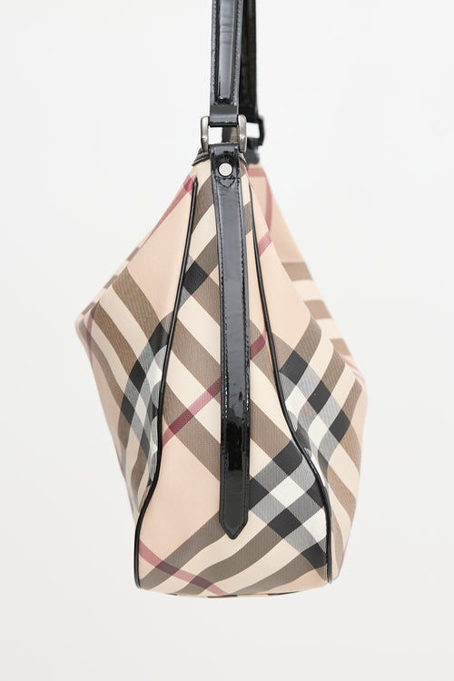 Burberry Patent & Coated Canvas Check Bag