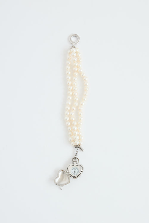 Burberry Sterling Silver Pearl Locket Watch Bracelet