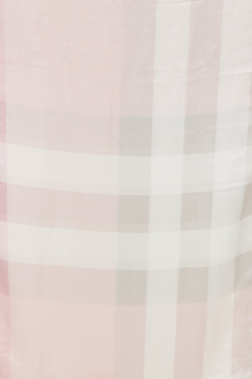 Burberry Pink & Grey Silk Check Scarf