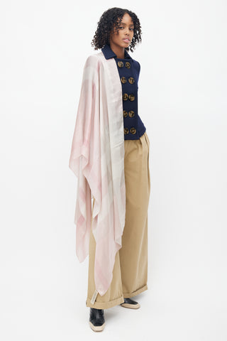 Burberry Pink & Grey Silk Check Scarf