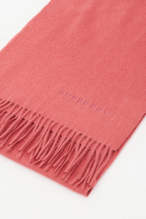 Burberry Pink Cashmere Logo Scarf