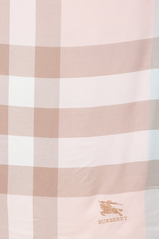 Burberry Pink & Multicolour Cashmere Plaid Scarf