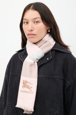 Burberry Pink & Multicolour Cashmere Plaid Scarf