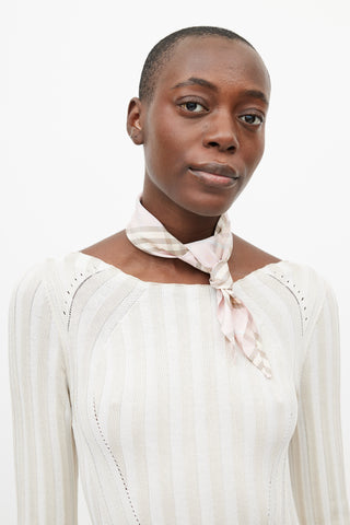 Burberry Pink & Multicolour Nova Check Triangle Silk Scarf