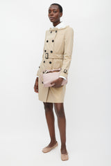 Burberry Beige Double Breasted Belted Trench Coat
