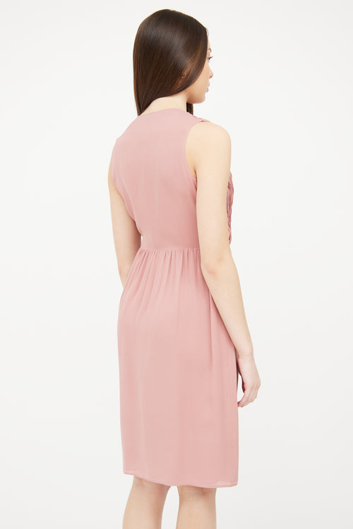 Burberry Pink Silk Ruffle Dress