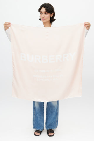 Burberry Pink Silk Logo Scarf