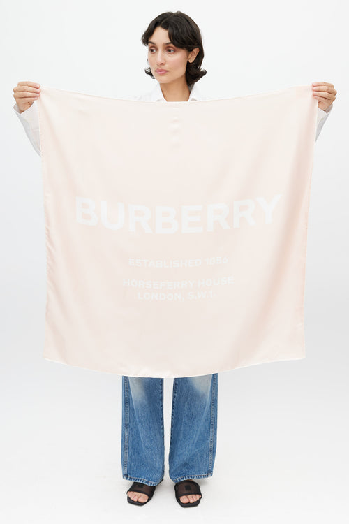 Burberry Pink Silk Logo Scarf