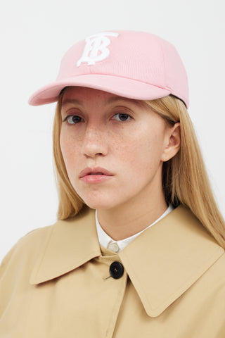 Burberry Pink & White TB Logo Hat