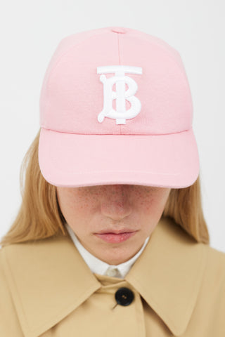 Burberry Pink & White TB Logo Hat