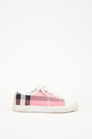 Burberry Pink & White Canvas Nova Check Sneaker
