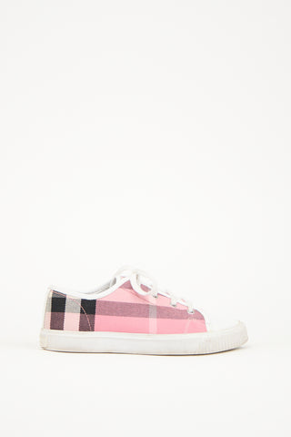 Burberry Pink & White Canvas Nova Check Sneaker