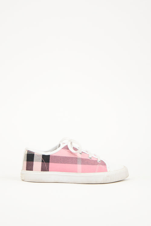 Burberry Pink & White Canvas Nova Check Sneaker