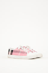 Burberry Pink & White Canvas Nova Check Sneaker